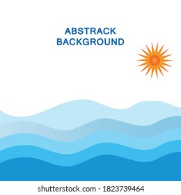 Abstract Water wave vector with sun illustration design background