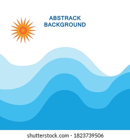 Abstract Water wave vector with sun illustration design background