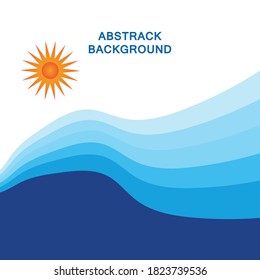 Abstract Water wave vector with sun illustration design background