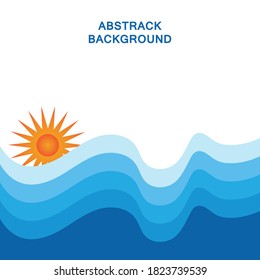 Abstract Water wave vector with sun illustration design background