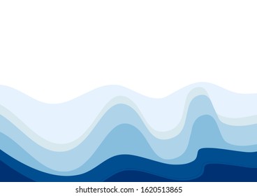 Abstract water waves isolated on white background vector illustration.