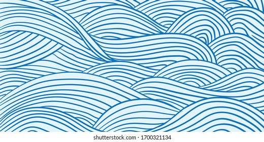 Abstract water waves line art illustration