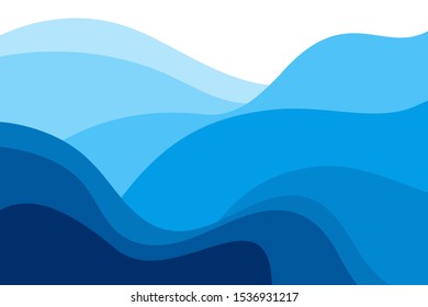 Abstract water waves on background vector illustration. flat design