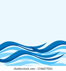 Resumen de las ondas de agua en la ilustración del vector de fondo. Diseño plano.