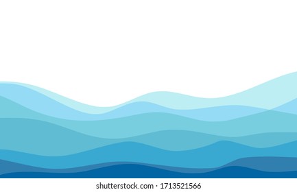 Abstract water waves on white background vector illustration.