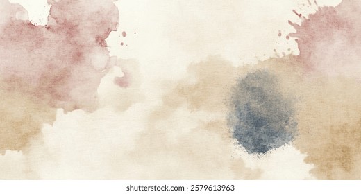 Abstract watercolor aesthetic horizontal background. Hand drawn vector splatter texture. Brush stroked painting pastel color watercolour