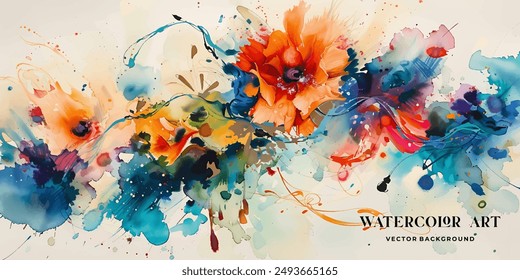 Abstract watercolor arrangement of flowers vector