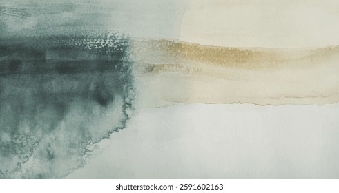 Abstract watercolor art background template. Khaki and green brown watercolor backdrop empty space for text, banner, presentation or product display graphic design