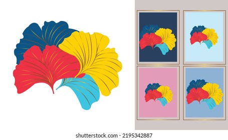 Abstract watercolor art background vector. Gingko and botanical line art wallpaper. Luxury cover design with text, golden texture