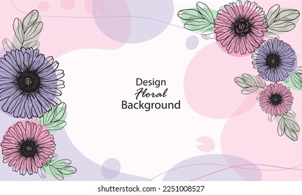 Abstract watercolor art background vector. aster and botanical line art wallpaper. abstract cover design with text, golden texture and brush style. floral art for wall decoration and prints.