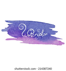 Abstract watercolor art hand paint isolated on white background. Violet watercolor banner