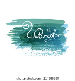 Abstract watercolor art hand paint isolated on white background. Blue watercolor banner