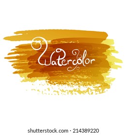 Abstract watercolor art hand paint isolated on white background. Yellow watercolor banner
