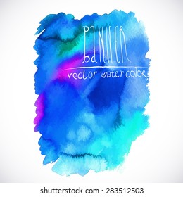 Abstract watercolor art hand paint. Square purple-blue banner. Vector format