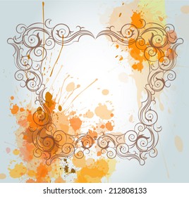 Abstract watercolor autumn frame