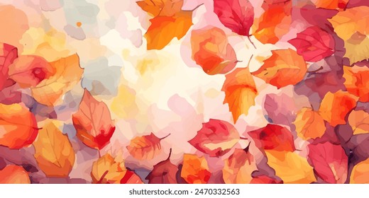 abstract watercolor autumn leaves background