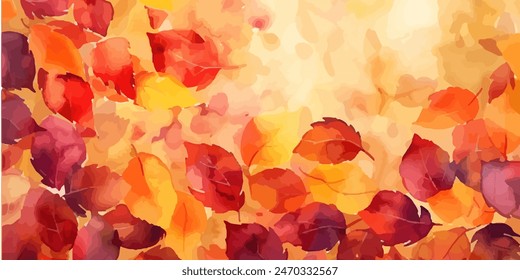 abstract watercolor autumn leaves background