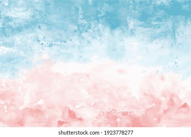 Abstract Watercolor Background. Artistic Blue And Pink Pastel Paint Brush Texture