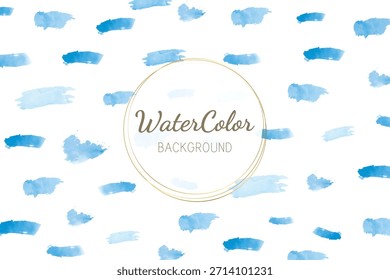 Abstract watercolor background with blue brush strokes. Watercolor pattern features blue strokes on white. Perfect for watercolor-themed designs and backgrounds. Winter illustration vector.