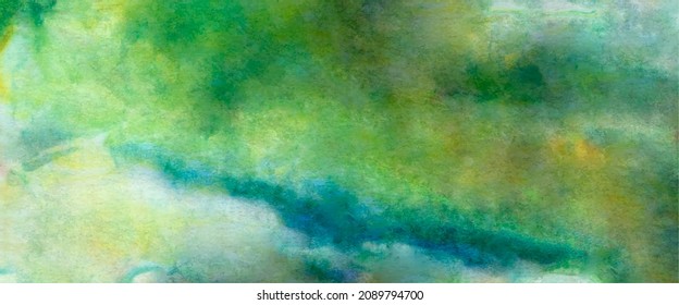 abstract watercolor background bright green, blue, yellow colors. absract landscape. texture for your design greeting cards and invitations