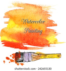 abstract watercolor background with brush, vector illustration