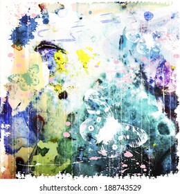 abstract watercolor background  with butterfly
