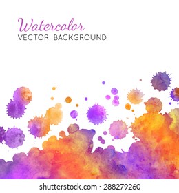 Abstract watercolor background for card, poster, banner, invitation. Bright colors, handmade texture. Aquarelle illustration.