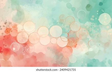 abstract watercolor background with circles pink green