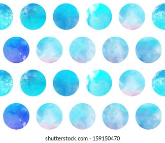 Abstract watercolor background with colorful circles on white. Vector art. 