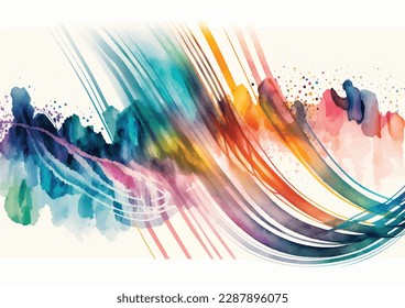 Abstract watercolor background with colorful lines