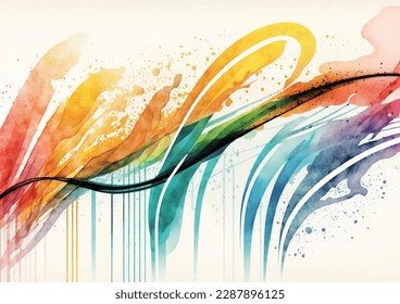 Abstract watercolor background with colorful lines