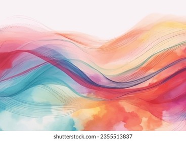 Abstract watercolor background with colorful lines