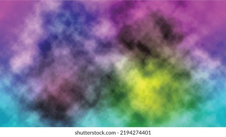 Abstract Watercolor Background | Colorful Rainbow Holi Paint Color Powder Explosion isolated White Wide Panorama Background | Abstract Clouds of Color Smoke Colorful Texture Background.	