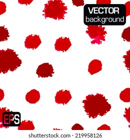 Abstract watercolor background with cred circles on white. Vector art.