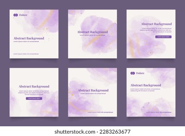 abstract watercolor background design for social media insta story feed post. purple violet grey scribble shape hand drawn object. copy space for text. square flyer banner