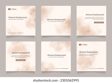 abstraktes Aquarell-Hintergrunddesign für Social Media statt Story-Feed-Post. braunes beige, rotes Schreib formen handgezeichnet Objekt. Kopienraum für Text. Instagram-Vierflyer-Banner