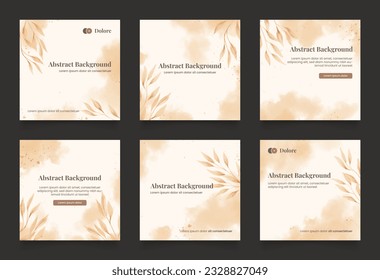 abstract watercolor background design for social media insta story feed post. brown yellow gold scribble shape hand drawn object. copy space for text. instagram square flyer banner