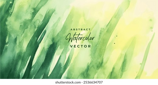 Un fondo de acuarela abstracto con una mezcla de tonos verdes y amarillos con texturas de pinceladas.