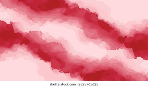 Abstract watercolor background featuring diagonal waves of deep burgundy and rose red ink blending into a pale pink base. Textured digital paint strokes with organic wash effects.