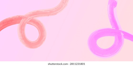 Abstract watercolor background featuring fluid, wavy lines and curved strokes in pastel pink hues. Hand-drawn texture creates a soft and artistic backdrop, perfect for modern design projects, digital art, and elegant visual content, conveying gentle movement.