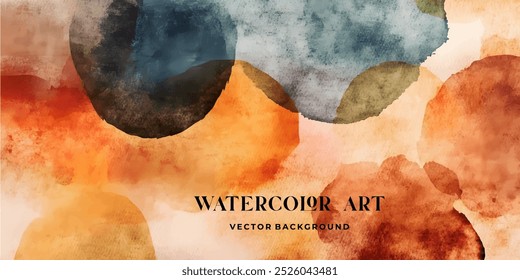 Um fundo de aquarela abstrato com círculos sobrepostos em vários tons terrosos.