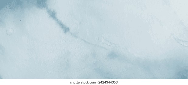 Abstract watercolor background with foggy texture. Delicate surface in blue tones with paint stains and ink stains. Trendy surface for your design. Hand drawn vector illustration.