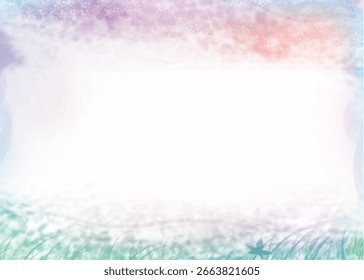abstract watercolor background  frame design, Abstract green and pink floral watercolor background with snowflake pattern border and copy space for a winter holiday card design