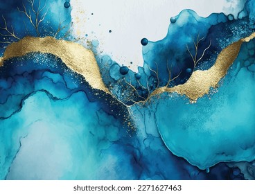 Abstrakter Aquarell-Hintergrund mit goldenem Glitter