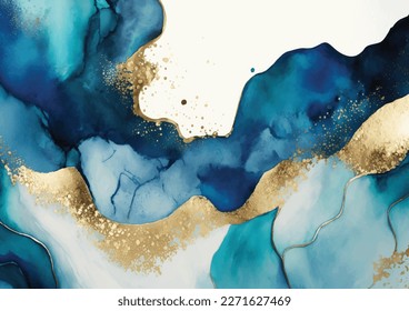 Abstract watercolor background with gold glitter