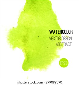 Abstract watercolor background. Green Hand drawn watercolor backdrop, texture, stain watercolors on wet paper. Vector illustration