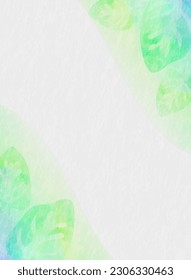 Abstract watercolor background with green leaves. 