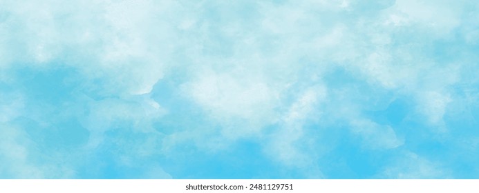 Abstract watercolor background. Grunge light sky blue shades and cloud watercolor background. Abstract hand paint blue brush stroke and stain backdrop watercolor splash background vector illustration.