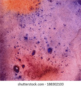 Abstract watercolor background. Hand drawn watercolor backdrop, grunge texture, stain watercolors on wet paper. Vector illustration