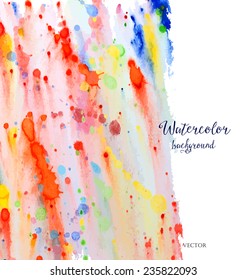 Abstract watercolor background. Hand drawn watercolor backdrop, stain watercolors colors on wet paper.